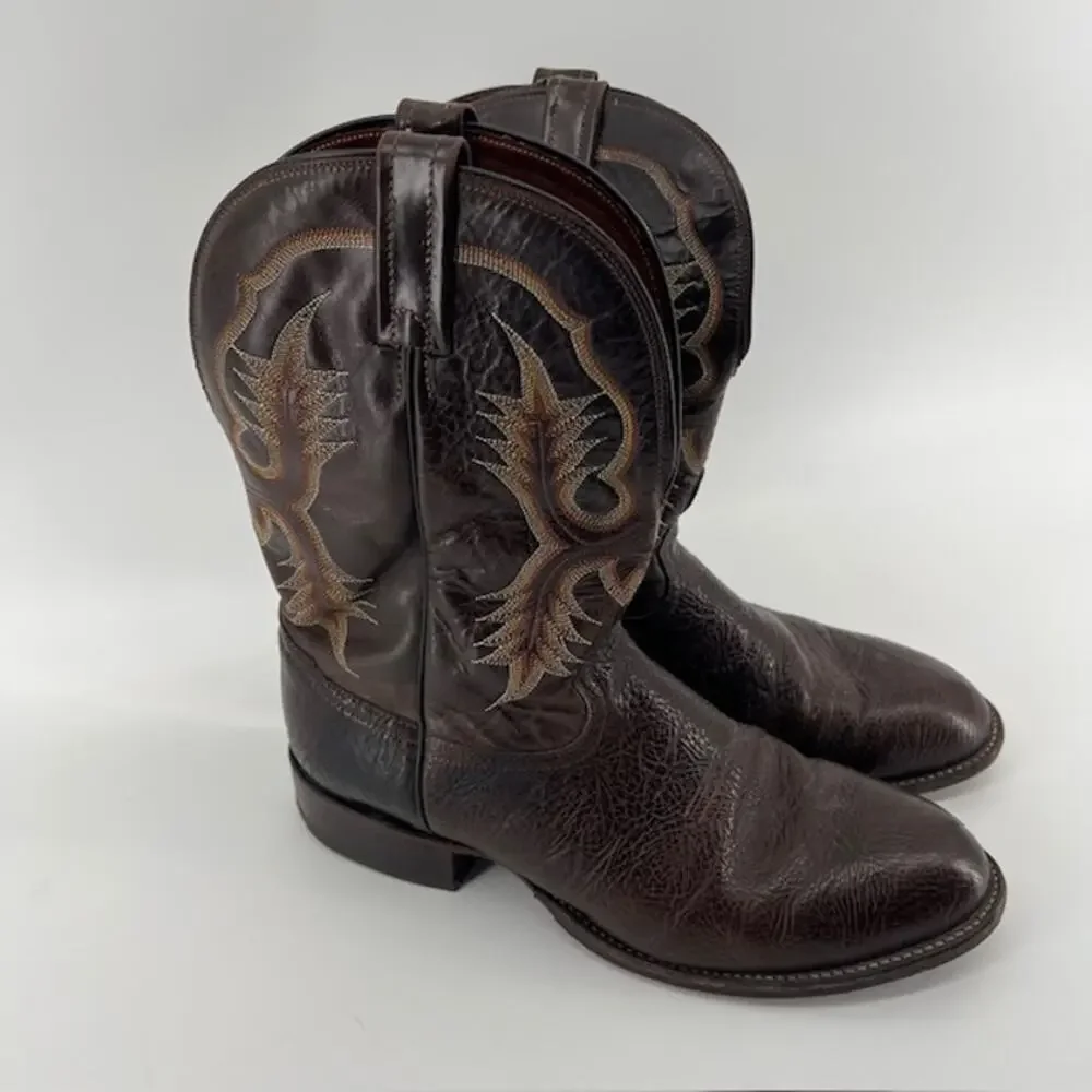 Tony Lama Stockman Western Boots Mens 11D Brown Leather Roper CT2032 USA Cowboy